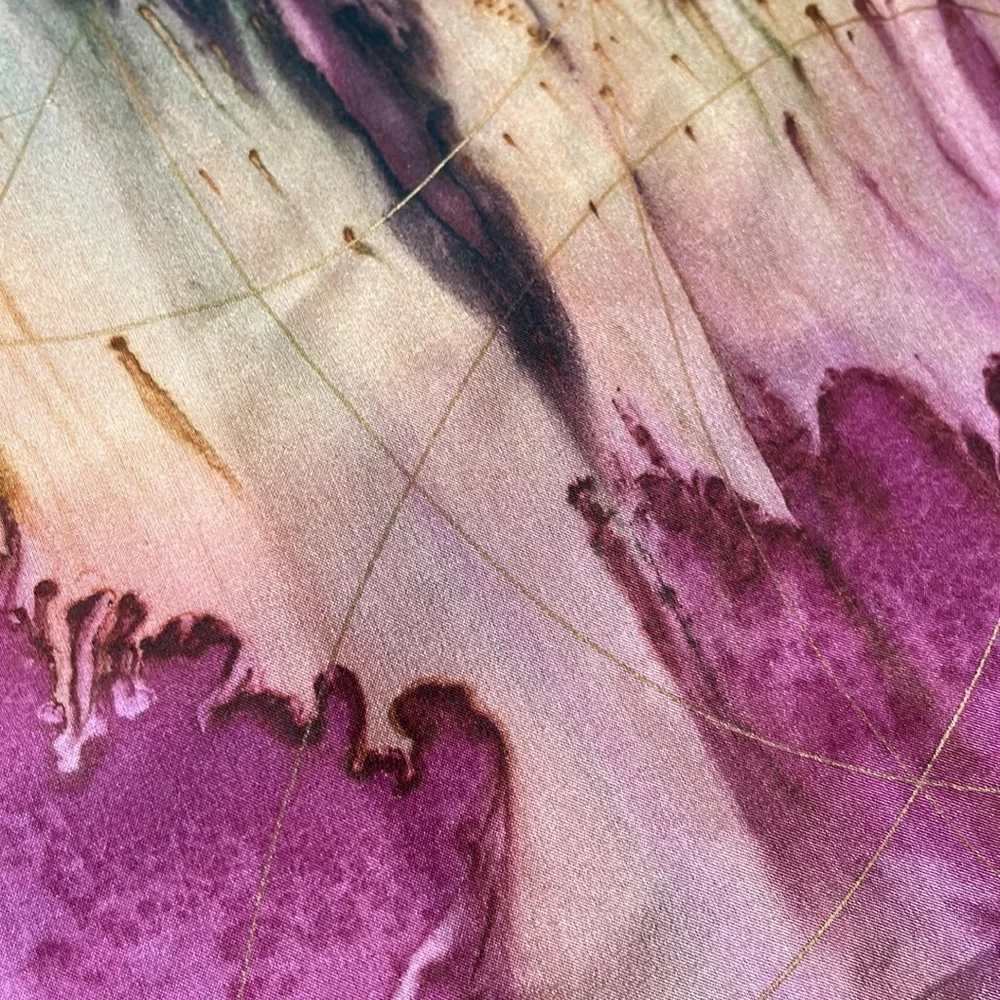 Vintage multicolored hand painted tie dye silk scarf